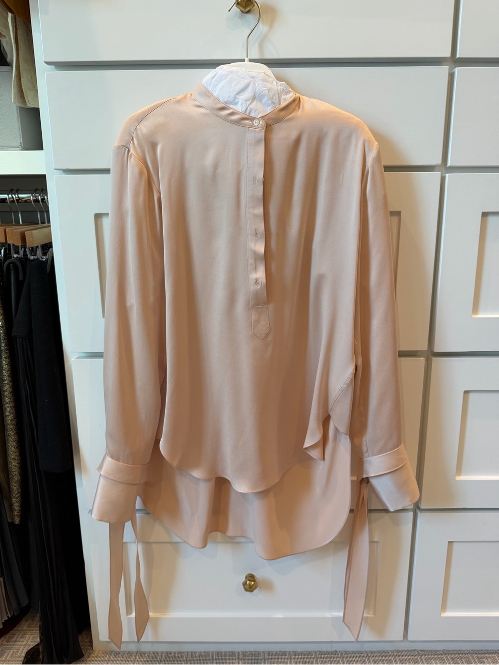 Rag & Bone Women's Peach Silk-Blend Band Collar Blouse